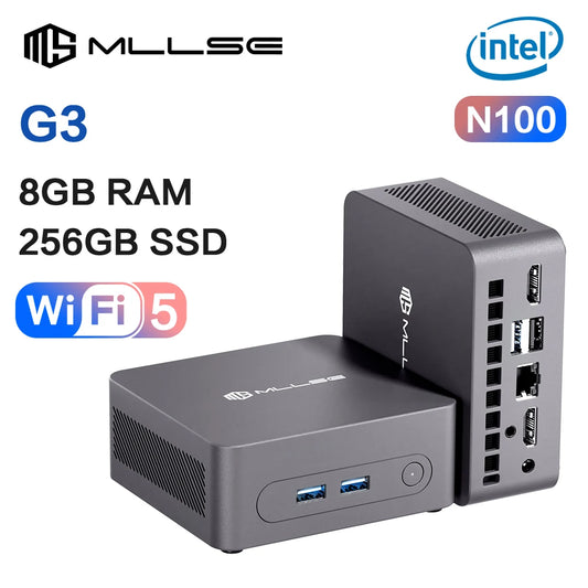 MLLSE G3 Mini PC Alder Lake N100 Windows 11 Pro Intel 12th DDR4 8GB RAM 256GB ROM WiFi 5 BT4.2 Desktop Computer Mini Pc Work