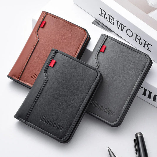 1Pc New Ultra-thin Mini Soft PU Leather Credit Card Wallet Holder Short Vertical High Quality Men's Wallet